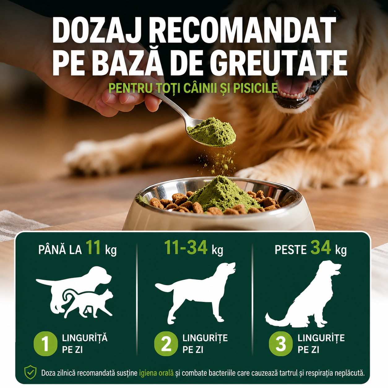 Pudră Premium pentru Igiena Orală a Câinilor și Pisicilor - Respirație Proaspătă & Protecție Împotriva Tartrului