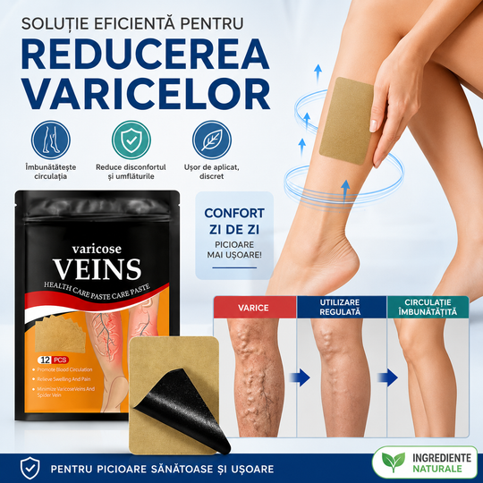 Set 12 Plasturi VenoConfort™ pentru Varice și Îngrijirea Picioarelor Inflamate