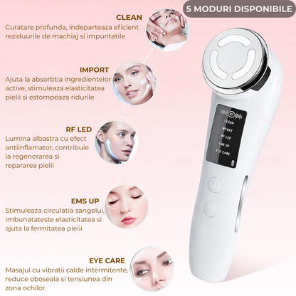Aparat Lifting Facial 7 Moduri – EMS, RF si LED Anti-Rid si Reintinerirea Tenului