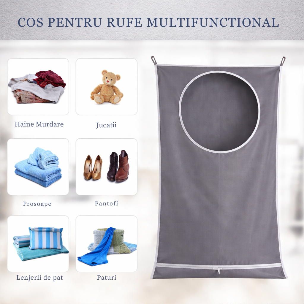 Cos Rufe Suspendat Usa 80L Oxford 600D Fermoar Dublu 2 Tipuri Carlige