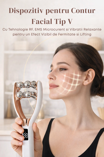 Aparat V-Shape pentru Sculptarea si Conturarea Fetei cu EMS RF si LED pentru Lifting