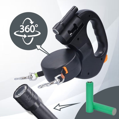 Lesa Dubla Retractabila 2 Caini Rotire 360 Grade Anti-Incurcare