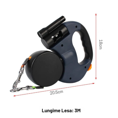 Lesa Dubla Retractabila 2 Caini Rotire 360 Grade Anti-Incurcare