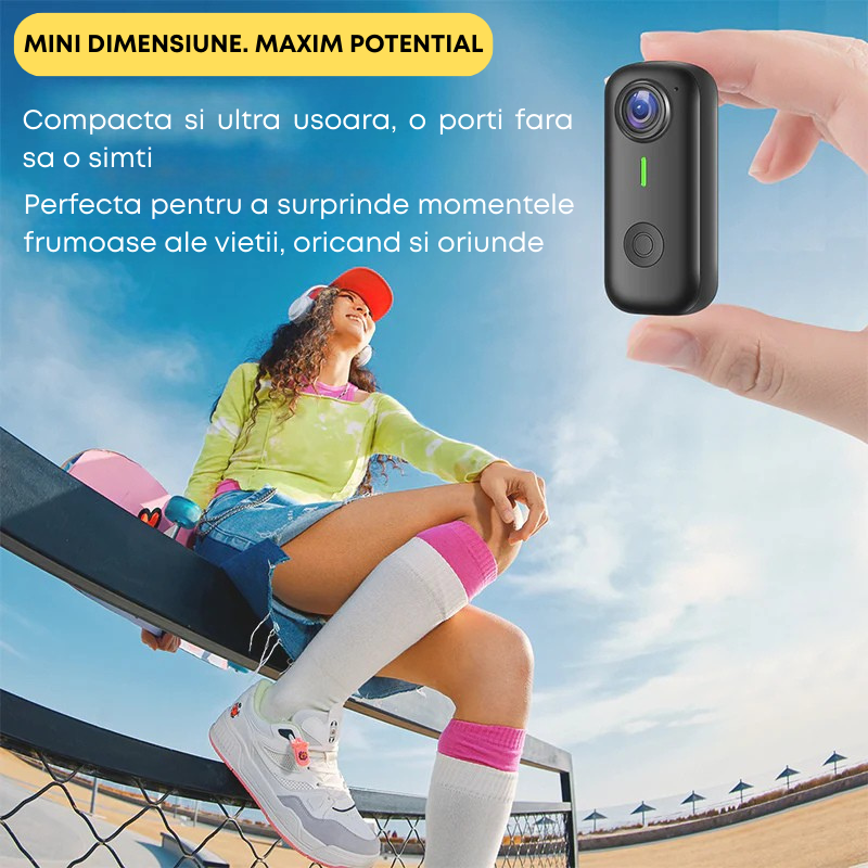 Mini Camera Video Sport 4K WiFi Waterproof 30m Baterie 1400mAh 128GB