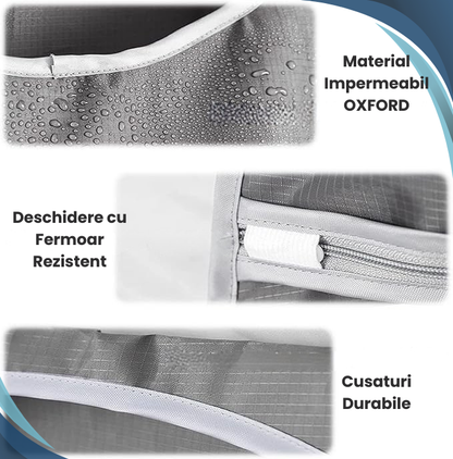 Cos Rufe Suspendat pentru Usa 80L cu Fermoar si Material Impermeabil, 2 Tipuri Carlige