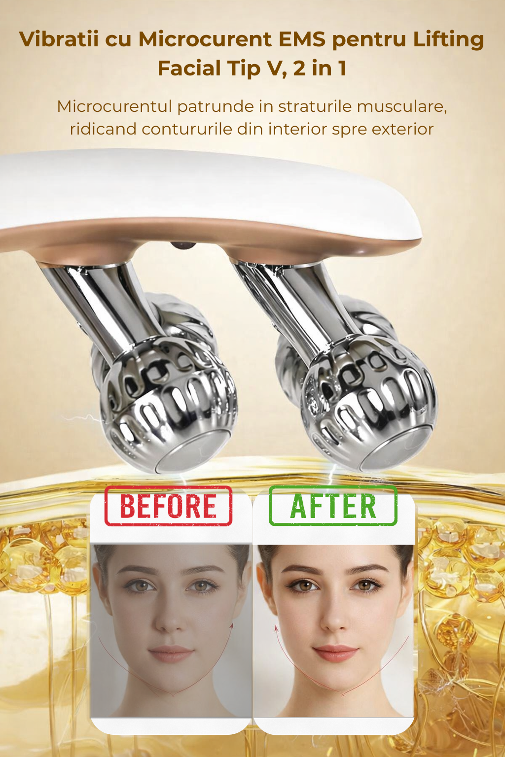Aparat V-Shape pentru Sculptarea si Conturarea Fetei cu EMS RF si LED pentru Lifting