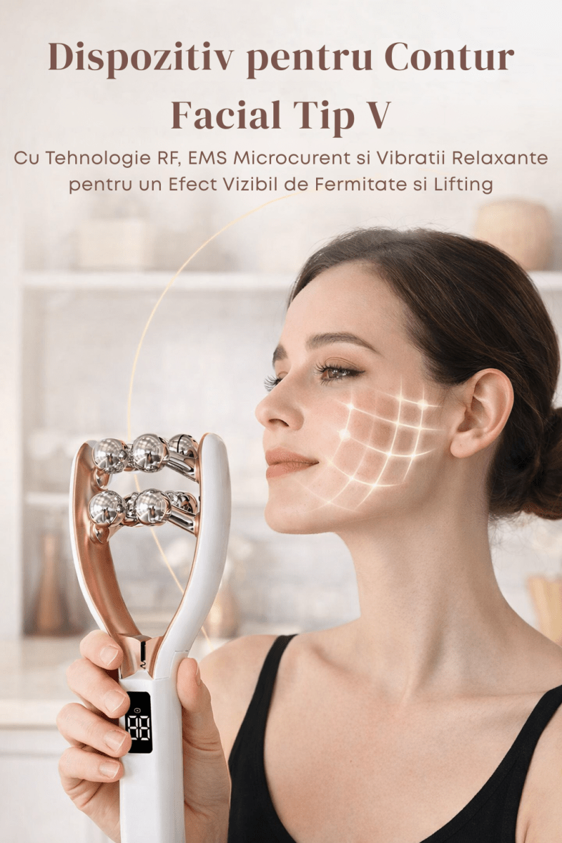 Aparat V-Shape pentru Sculptarea si Conturarea Fetei cu EMS RF si LED pentru Lifting - Azora Shop
