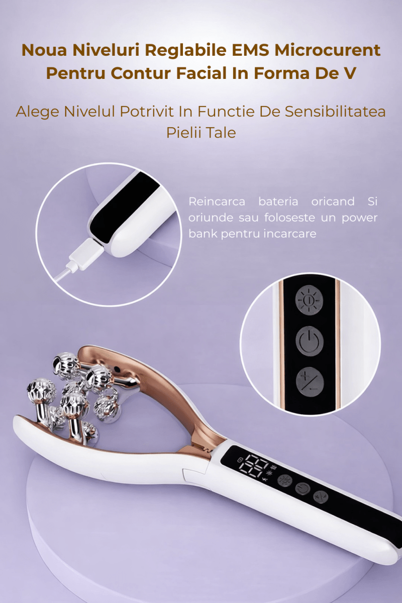 Aparat V-Shape pentru Sculptarea si Conturarea Fetei cu EMS RF si LED pentru Lifting - Azora Shop