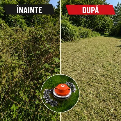 Tap&Go™ Disc Profesional cu Lanț pentru Motocoasă – Taie Rapid Buruieni și Mărăcini