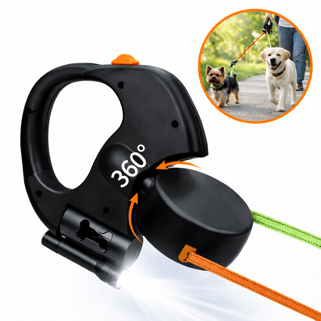 Lesa Dubla Retractabila 2 Caini Rotire 360 Grade Anti-Incurcare - Azora Shop