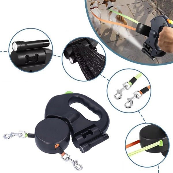 Lesa Dubla Retractabila 2 Caini Rotire 360 Grade Anti-Incurcare - Azora Shop