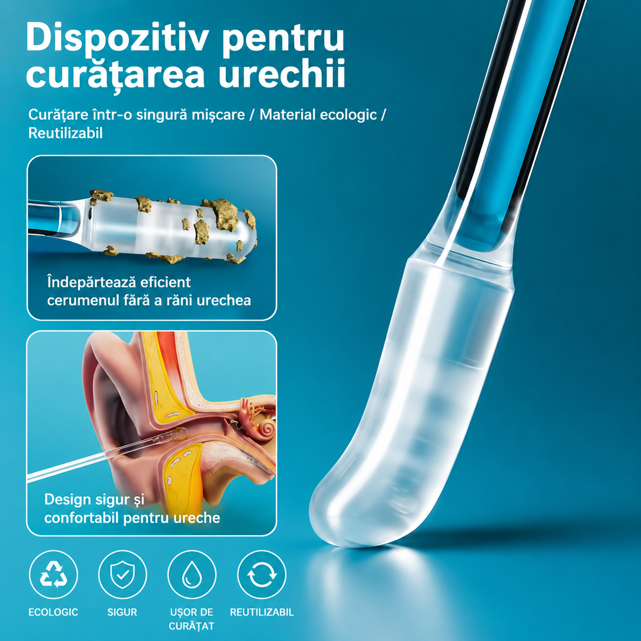 CleanWax™ Pro Bețișoare Adezive Reutilizabile pentru Curățarea Urechilor